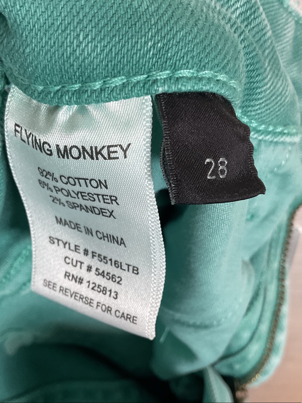 Flying Monkey High Rise Slim Straight Jeans Latino Bay Teal Green NWT 28 - Picture 5 of 10